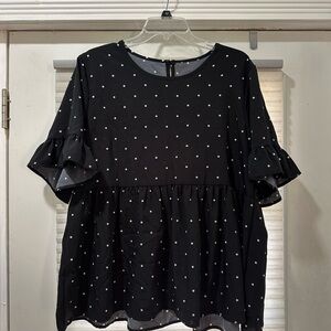 SHEIN Black and White Polka Dot Blouse